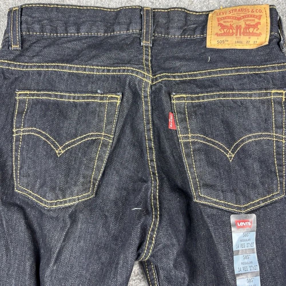 Levi's 505 Jeans Boys Youth 14 Regular NWT Straight‎ Leg Dark Wash Blue Denim